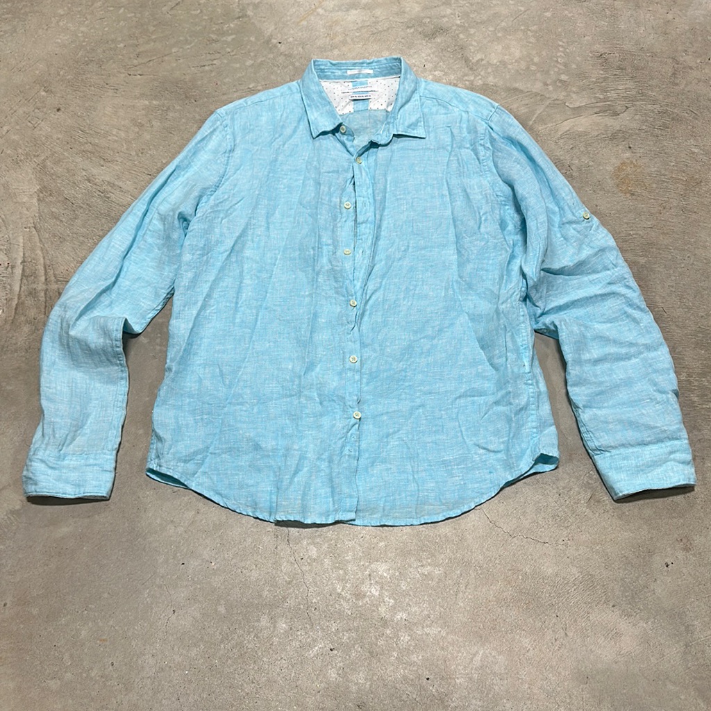 Denim  Flower Brand Light Blue Button Up Shirt  Sizexl C65